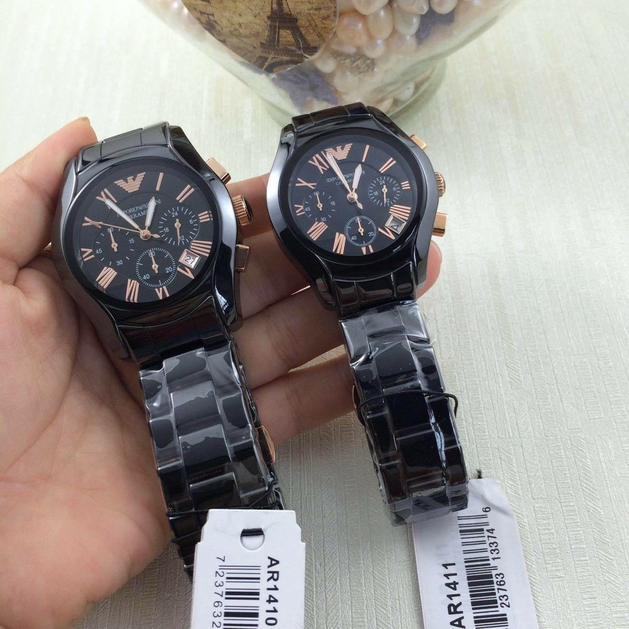Emporio Armani情侶計時手錶AR1410+AR1411 